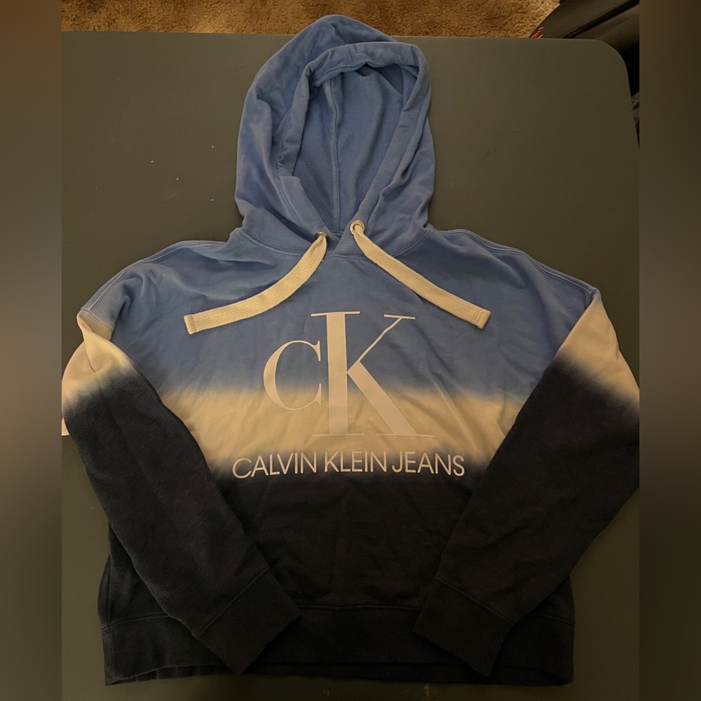 Calvin Klein Jeans Blue Tye-Dye Cropped Sweatshirt Size Small
